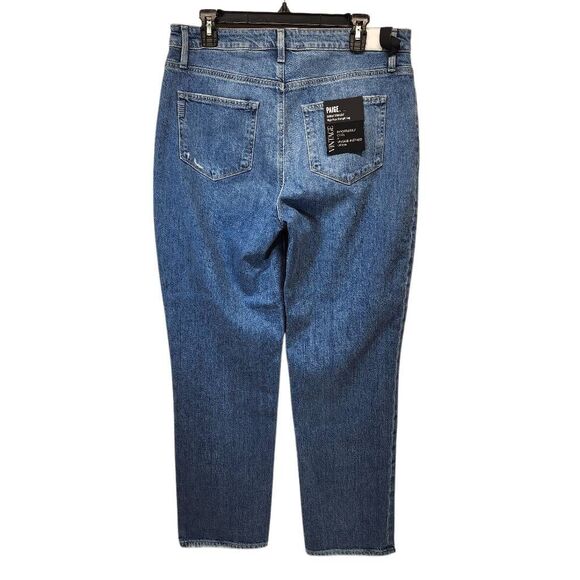 Paige Sarah Straight High Rise Women’s Jeans Size 32 Blue Denim 30” Inseam NWT - Picture 2 of 10